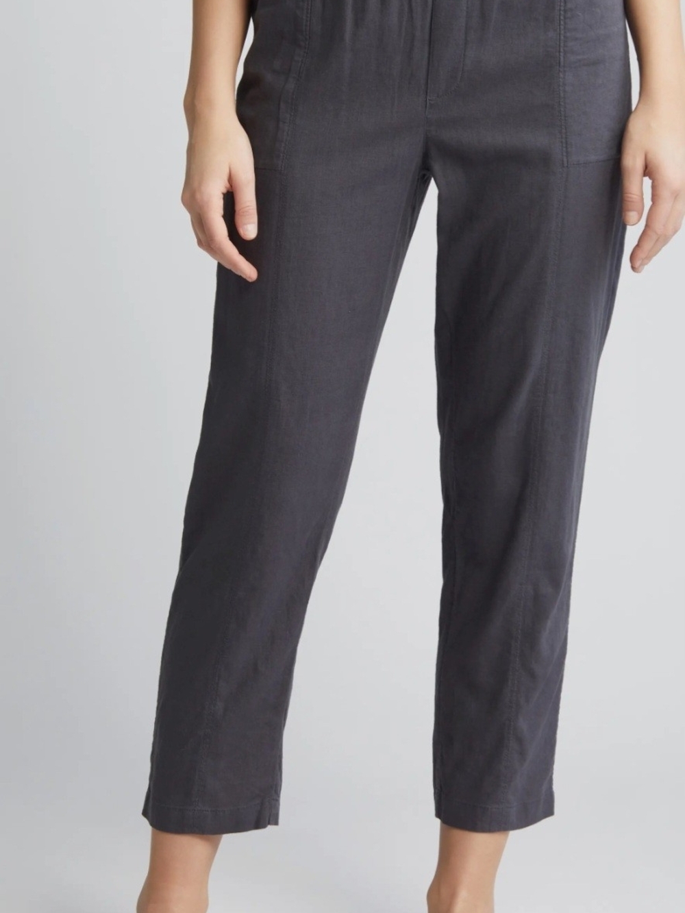Caslon Linen Blend Pull-On Pants Size XL Women's Pockets Elastic Waist Gray